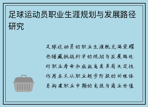 足球运动员职业生涯规划与发展路径研究